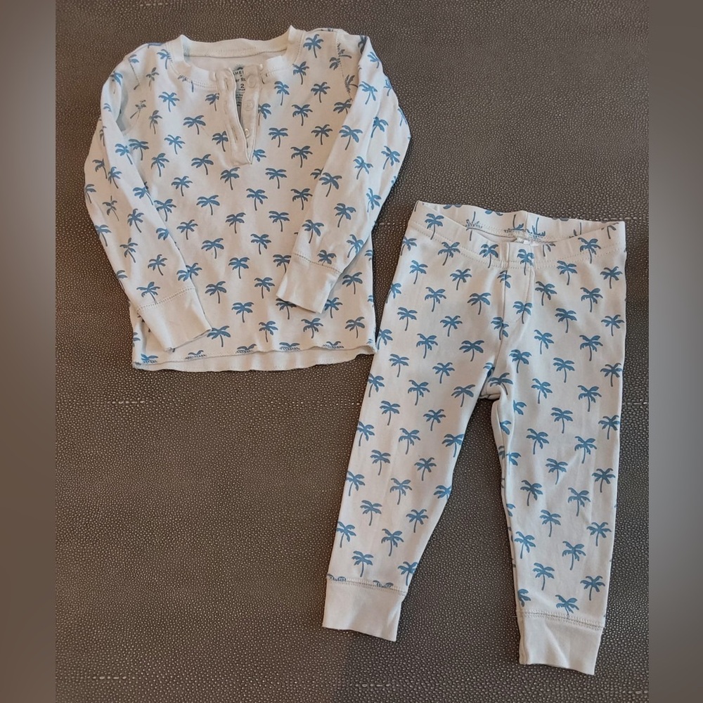 Faherty Palm Tree Print Pajama Set 2T EUC